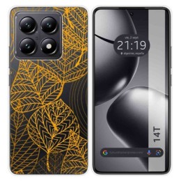 Funda Silicona Transparente para Xiaomi 14T 5G diseño Hojas Dibujos