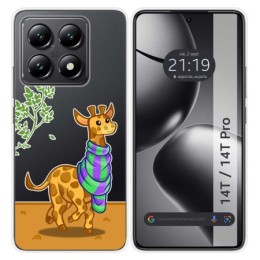 Funda Silicona Transparente para Xiaomi 14T 5G diseño Jirafa Dibujos