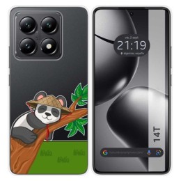 Funda Silicona Transparente para Xiaomi 14T 5G diseño Panda Dibujos