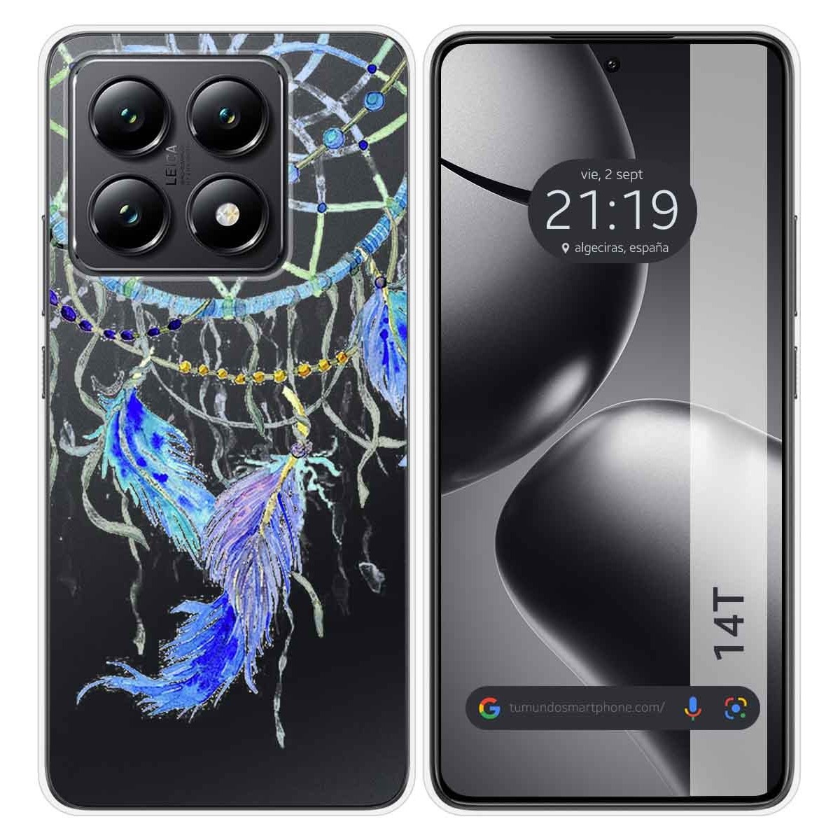 Funda Silicona Transparente para Xiaomi 14T 5G diseño Plumas Dibujos