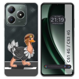 Funda Silicona Transparente para Realme C61 / C63 4G diseño Avestruz Dibujos