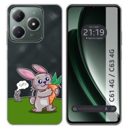 Funda Silicona Transparente para Realme C61 / C63 4G diseño Conejo Dibujos