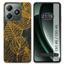 Funda Silicona Transparente para Realme C61 / C63 4G diseño Hojas Dibujos