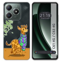 Funda Silicona Transparente para Realme C61 / C63 4G diseño Jirafa Dibujos