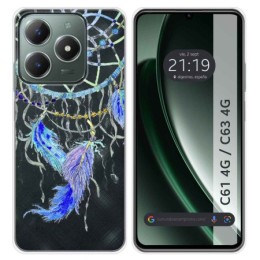 Funda Silicona Transparente para Realme C61 / C63 4G diseño Plumas Dibujos