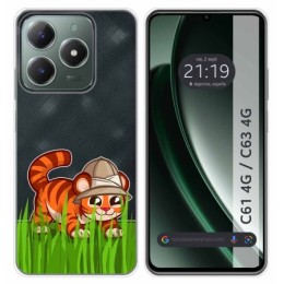 Funda Silicona Transparente para Realme C61 / C63 4G diseño Tigre Dibujos