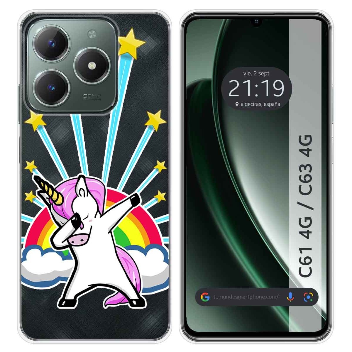 Funda Silicona Transparente para Realme C61 / C63 4G diseño Unicornio Dibujos