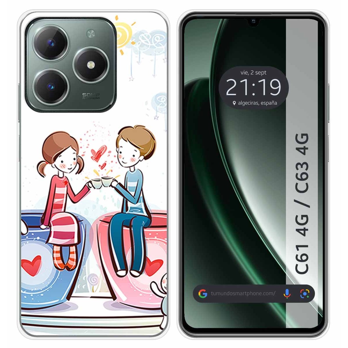 Funda Silicona para Realme C61 / C63 4G diseño Café Dibujos