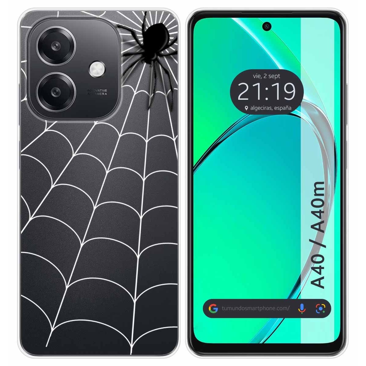 Funda Silicona Transparente para Oppo A40 / A40m diseño Araña Dibujos