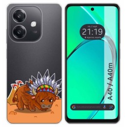 Funda Silicona Transparente para Oppo A40 / A40m diseño Bufalo Dibujos