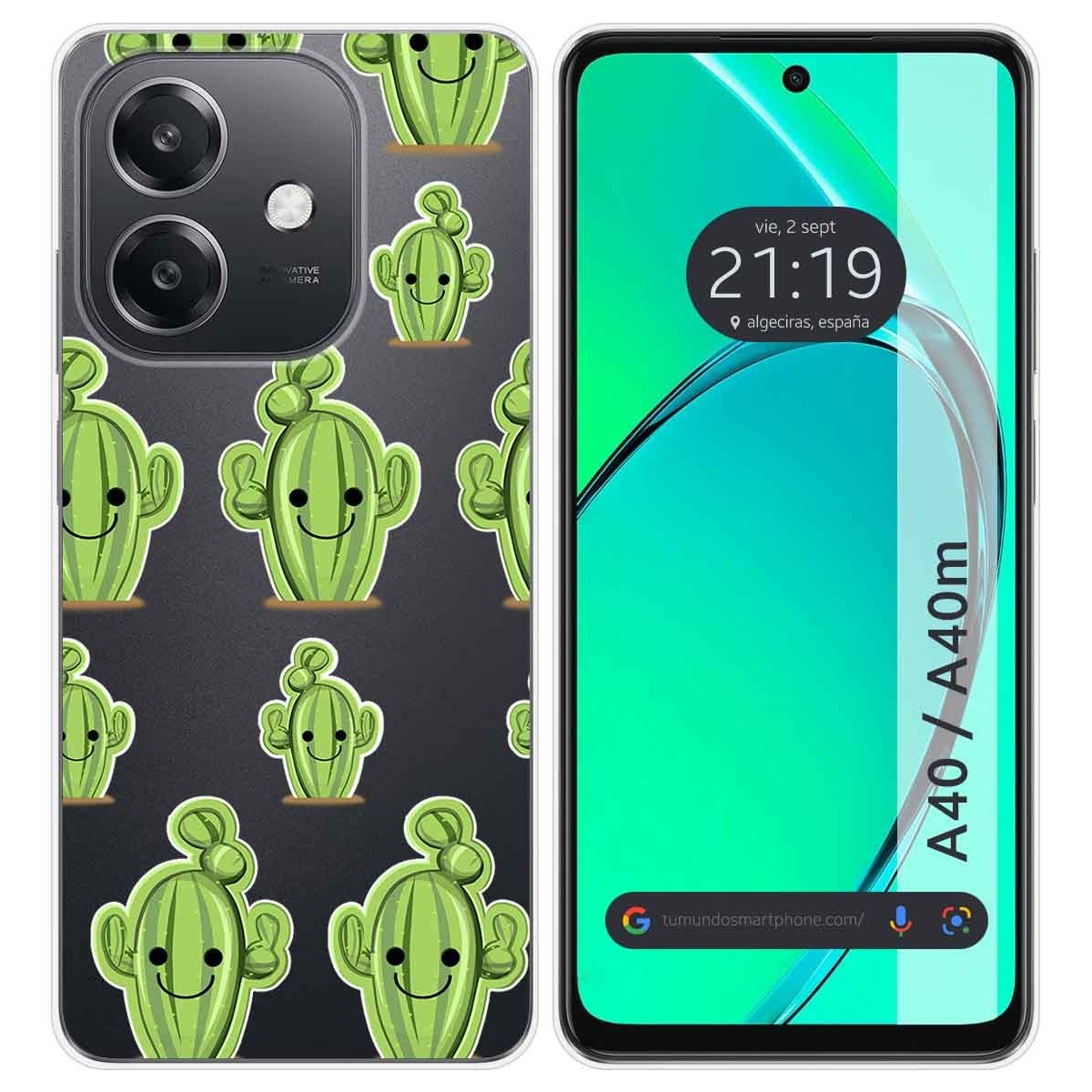 Funda Silicona Transparente para Oppo A40 / A40m diseño Cactus Dibujos