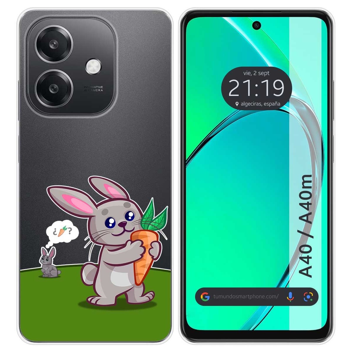 Funda Silicona Transparente para Oppo A40 / A40m diseño Conejo Dibujos