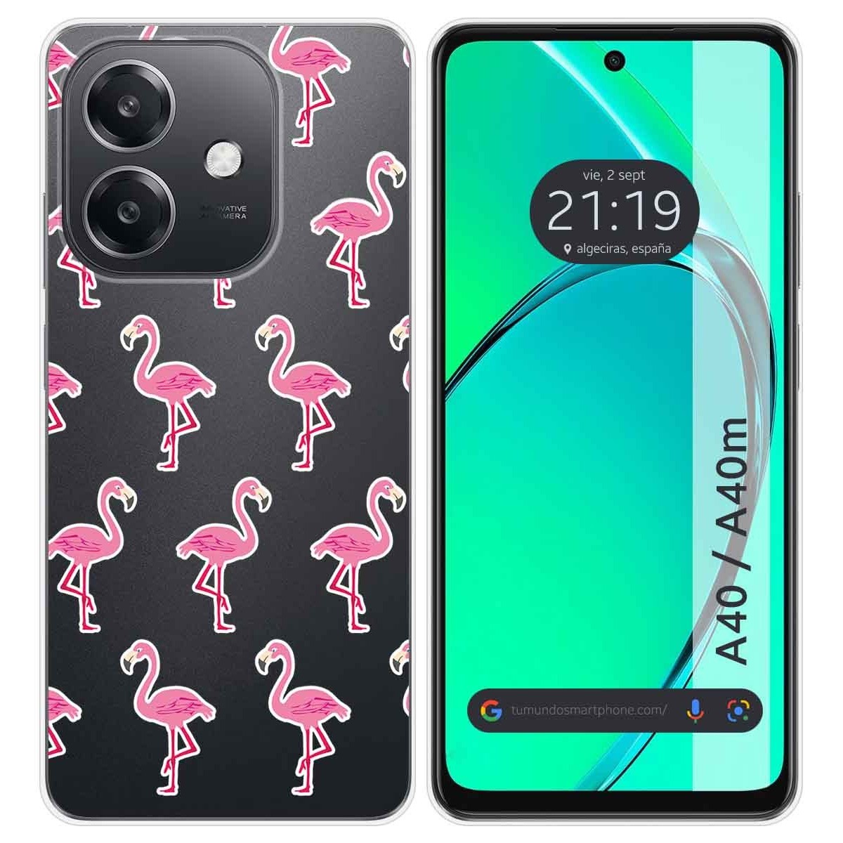 Funda Silicona Transparente para Oppo A40 / A40m diseño Flamenco Dibujos