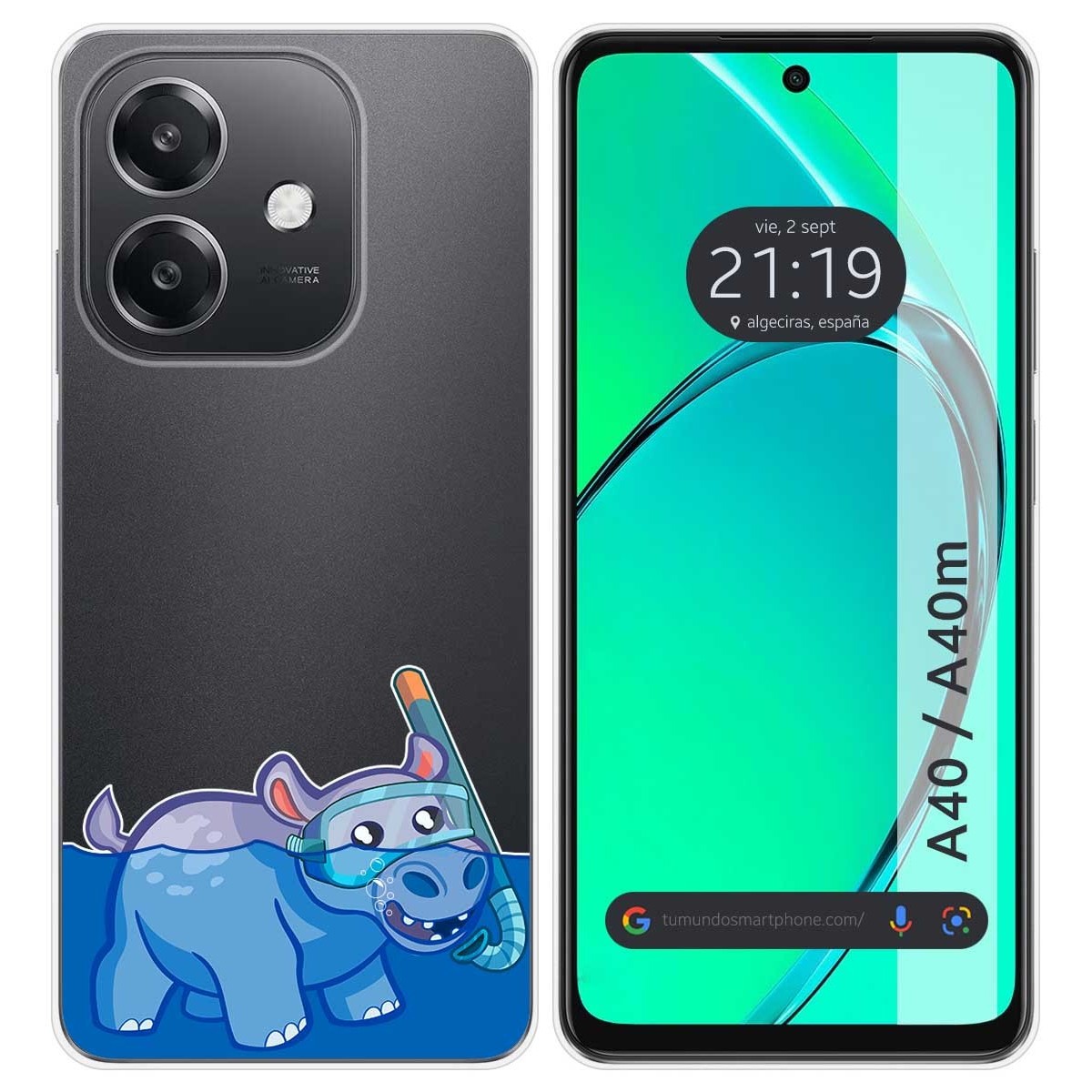 Funda Silicona Transparente para Oppo A40 / A40m diseño Hipo Dibujos