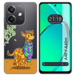 Funda Silicona Transparente para Oppo A40 / A40m diseño Jirafa Dibujos