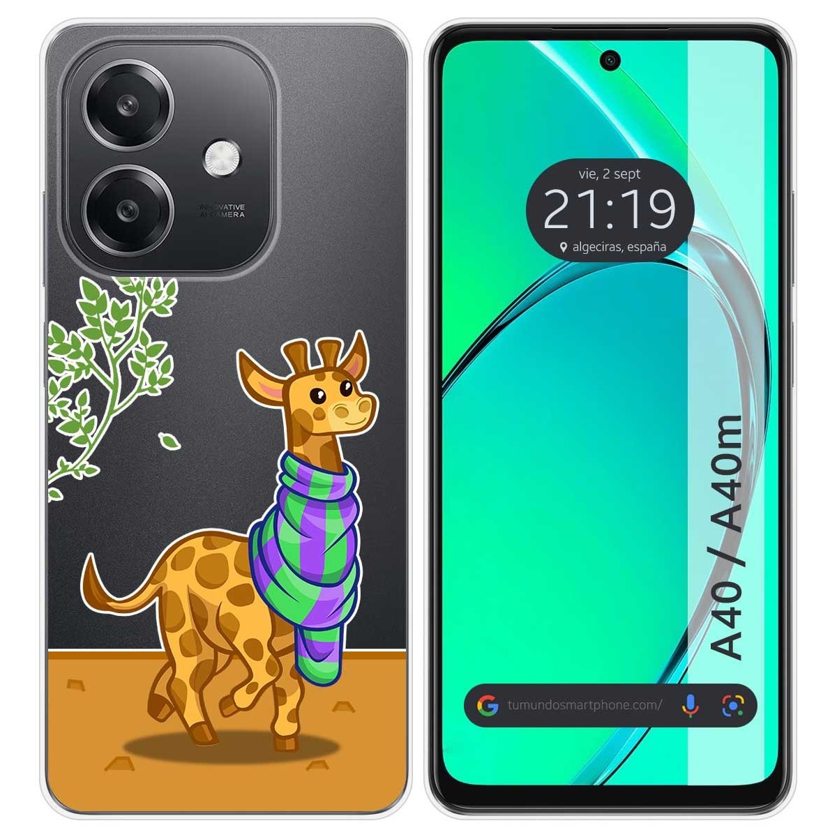 Funda Silicona Transparente para Oppo A40 / A40m diseño Jirafa Dibujos