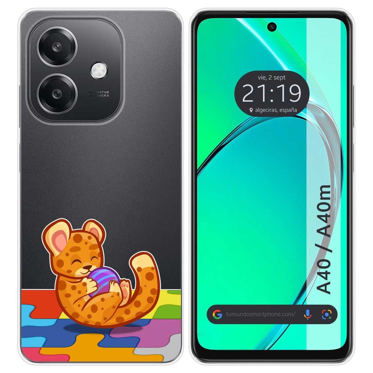 Funda Silicona Transparente para Oppo A40 / A40m diseño Leopardo Dibujos