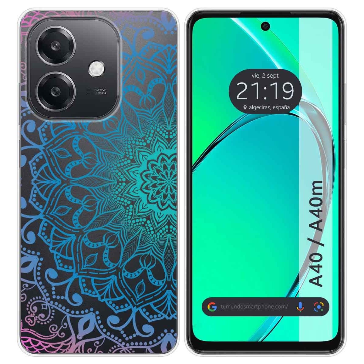 Funda Silicona Transparente para Oppo A40 / A40m diseño Mandala Dibujos