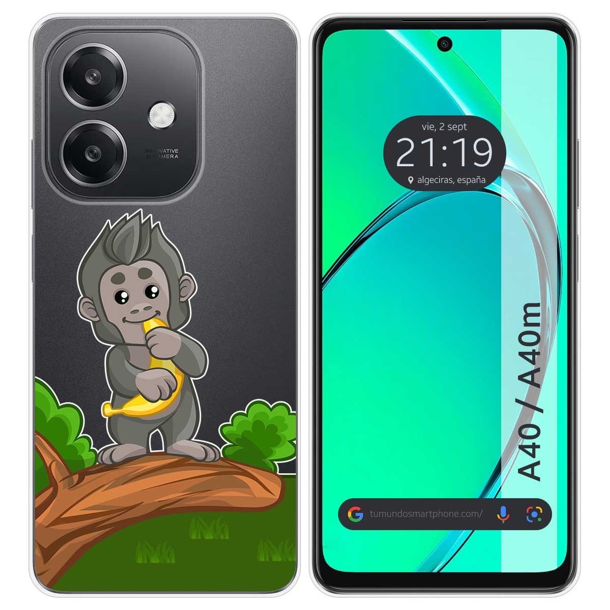 Funda Silicona Transparente para Oppo A40 / A40m diseño Mono Dibujos