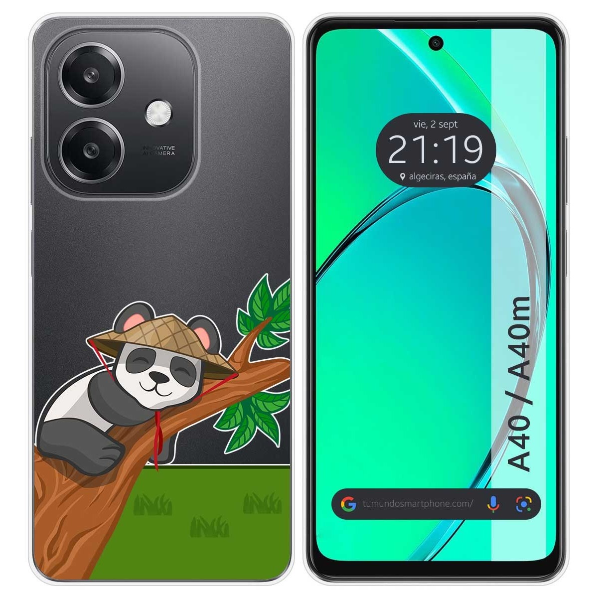 Funda Silicona Transparente para Oppo A40 / A40m diseño Panda Dibujos