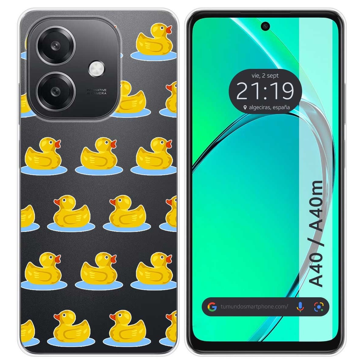 Funda Silicona Transparente para Oppo A40 / A40m diseño Pato Dibujos