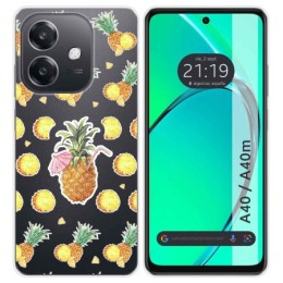 Funda Silicona Transparente para Oppo A40 / A40m diseño Piña Dibujos