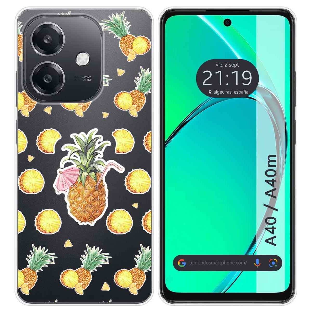 Funda Silicona Transparente para Oppo A40 / A40m diseño Piña Dibujos