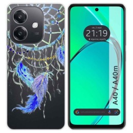 Funda Silicona Transparente para Oppo A40 / A40m diseño Plumas Dibujos