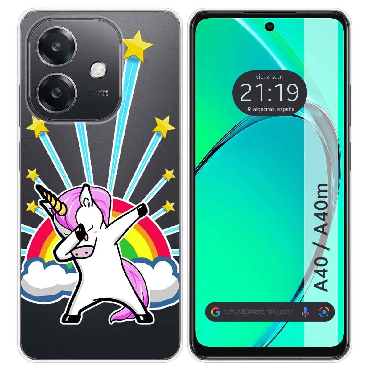 Funda Silicona Transparente para Oppo A40 / A40m diseño Unicornio Dibujos