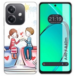 Funda Silicona para Oppo A40 / A40m diseño Café Dibujos