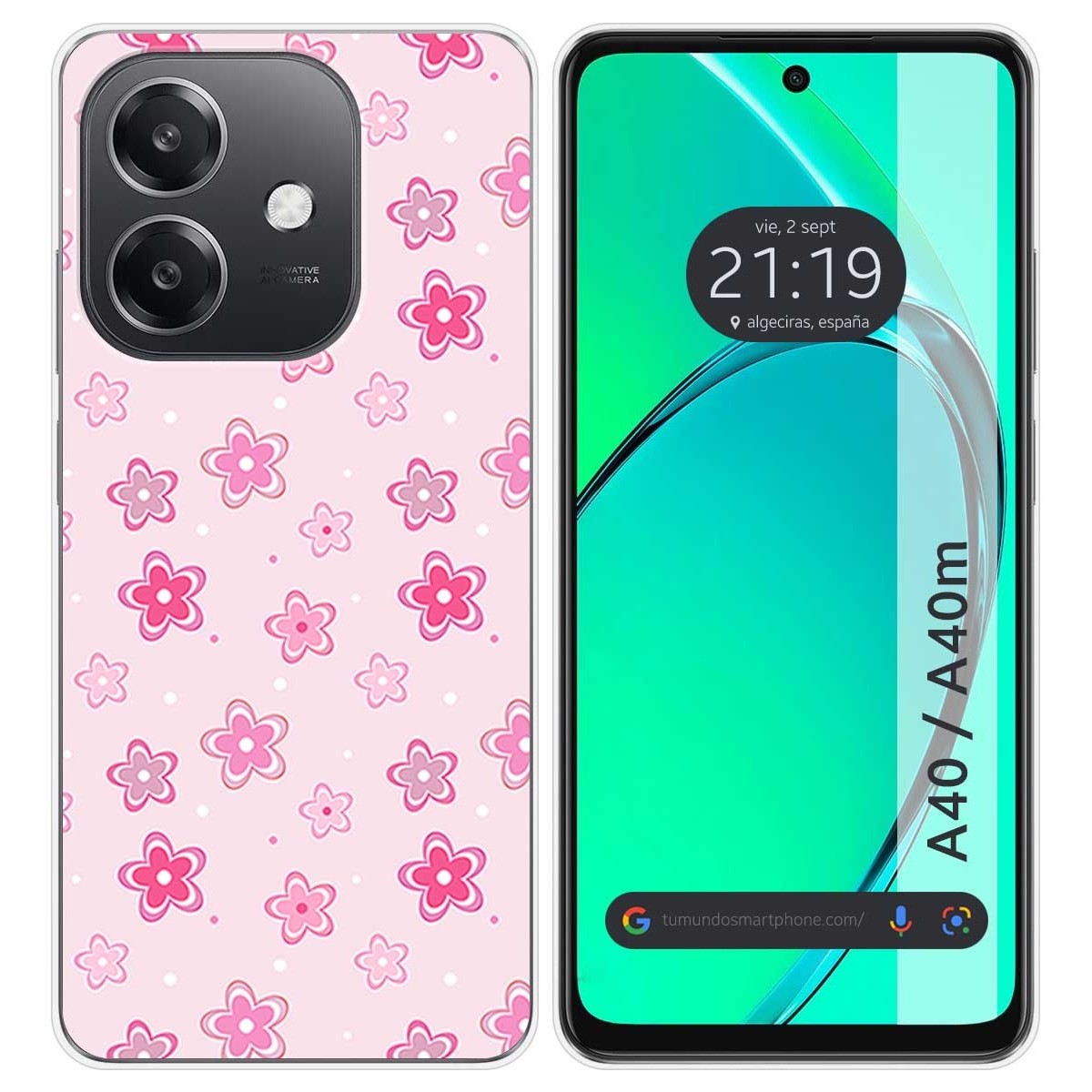 Funda Silicona para Oppo A40 / A40m diseño Flores Dibujos