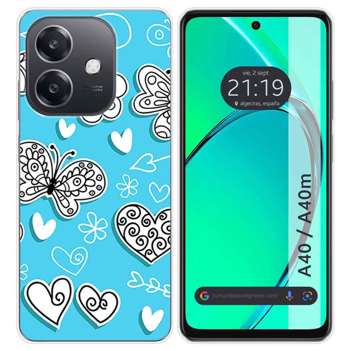 Funda Silicona para Oppo A40 / A40m diseño Mariposas Dibujos