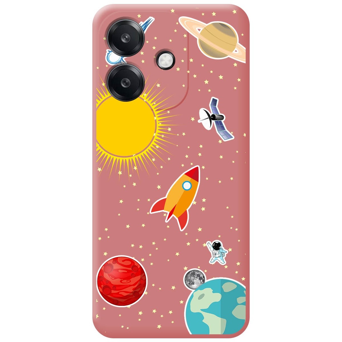 Funda Silicona Líquida Rosa para Oppo A40 / A40m diseño Espacio Dibujos