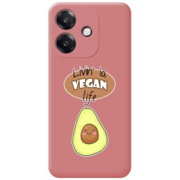 Funda Silicona Líquida Rosa para Oppo A40 / A40m diseño Vegan Life Dibujos