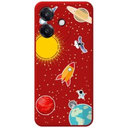 Funda Silicona Líquida Roja para Oppo A40 / A40m diseño Espacio Dibujos