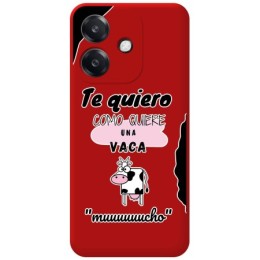 Funda Silicona Líquida Roja para Oppo A40 / A40m diseño Vaca Dibujos