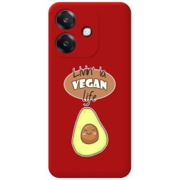 Funda Silicona Líquida Roja para Oppo A40 / A40m diseño Vegan Life Dibujos