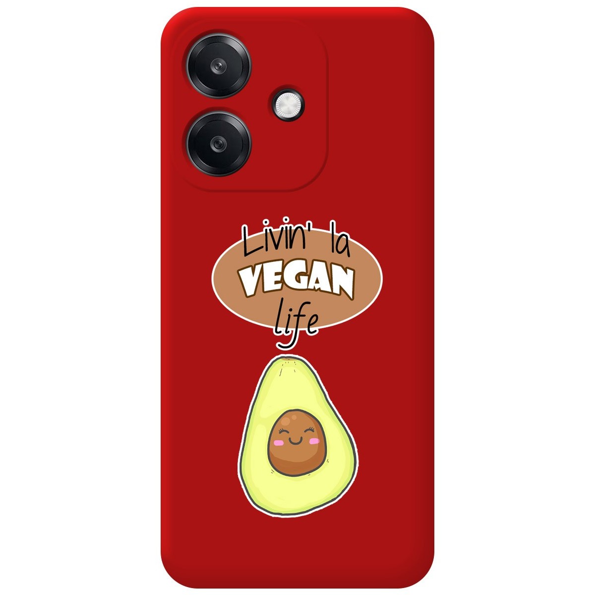 Funda Silicona Líquida Roja para Oppo A40 / A40m diseño Vegan Life Dibujos