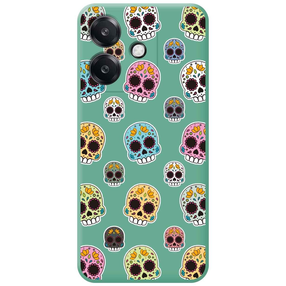 Funda Silicona Líquida Verde para Oppo A40 / A40m diseño Catrina Dibujos