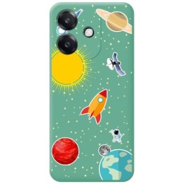 Funda Silicona Líquida Verde para Oppo A40 / A40m diseño Espacio Dibujos