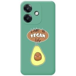 Funda Silicona Líquida Verde para Oppo A40 / A40m diseño Vegan Life Dibujos