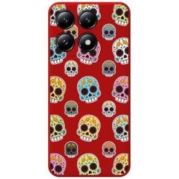 Funda Silicona Líquida Roja para Xiaomi 14T 5G diseño Catrina Dibujos