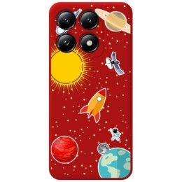 Funda Silicona Líquida Roja para Xiaomi 14T 5G diseño Espacio Dibujos