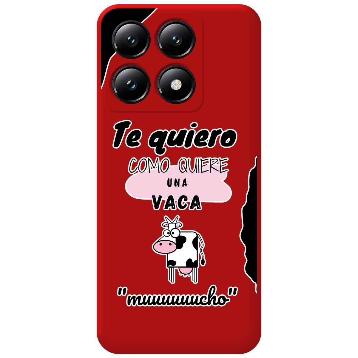 Funda Silicona Líquida Roja para Xiaomi 14T 5G diseño Vaca Dibujos