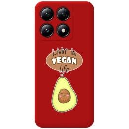 Funda Silicona Líquida Roja para Xiaomi 14T 5G diseño Vegan Life Dibujos