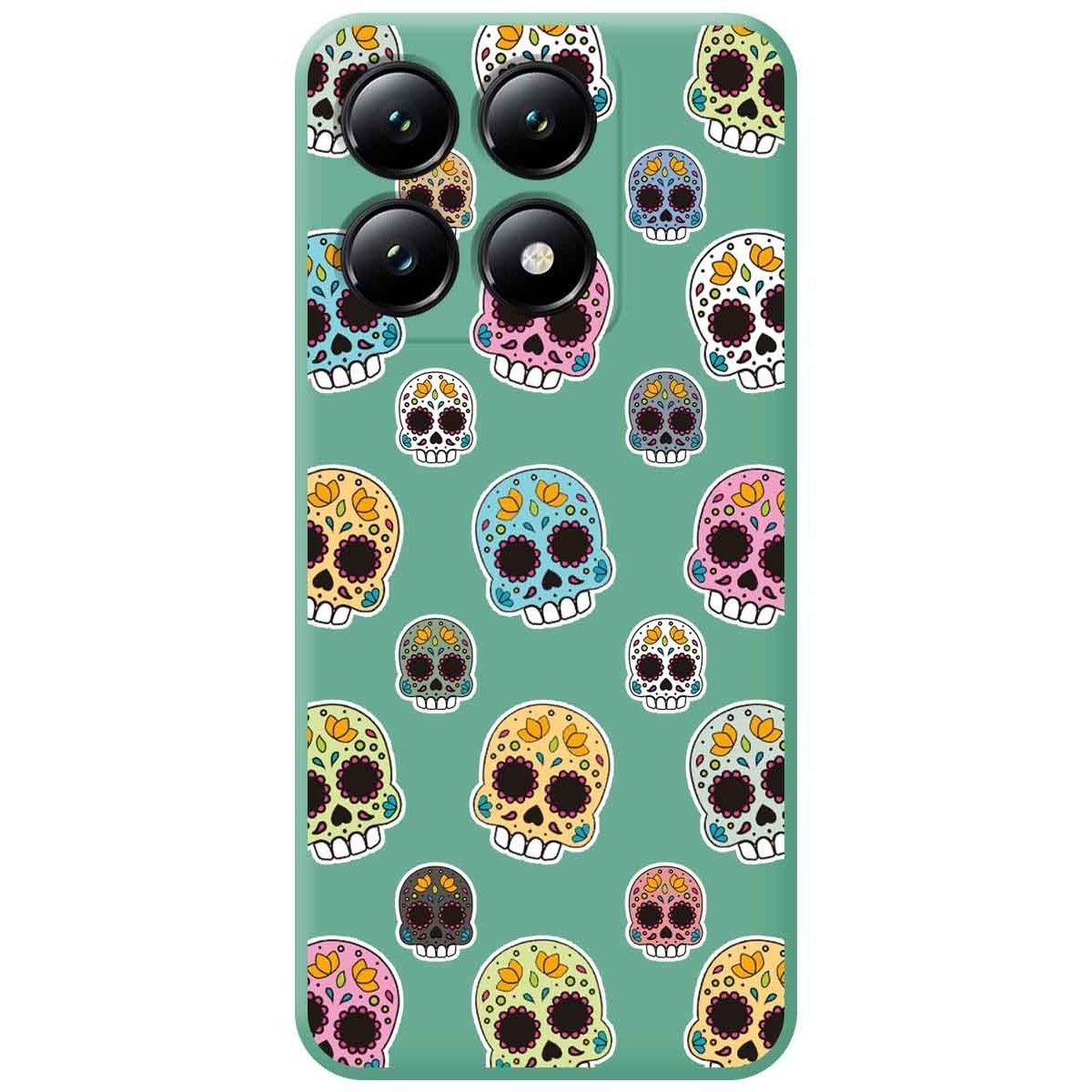 Funda Silicona Líquida Verde para Xiaomi 14T 5G diseño Catrina Dibujos