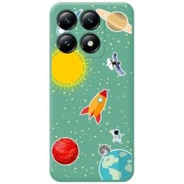 Funda Silicona Líquida Verde para Xiaomi 14T 5G diseño Espacio Dibujos