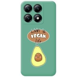 Funda Silicona Líquida Verde para Xiaomi 14T 5G diseño Vegan Life Dibujos