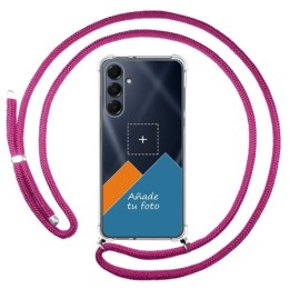 Personaliza tu Funda Colgante Transparente para Samsung Galaxy A16 4G / 5G con Cordon Rosa Fucsia Dibujo Personalizada