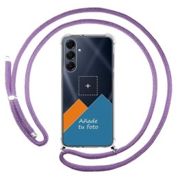 Personaliza tu Funda Colgante Transparente para Samsung Galaxy A16 4G / 5G con Cordon Morado Dibujo Personalizada